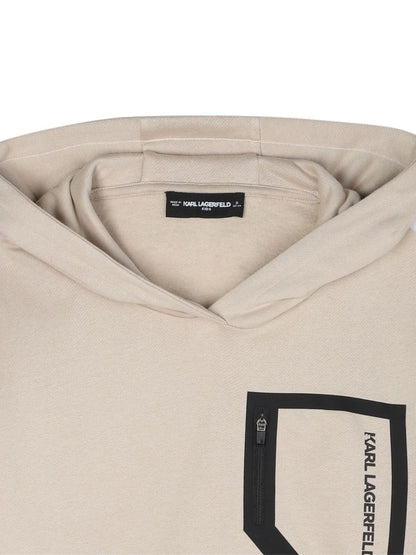 Beige Back Logo Hoodie