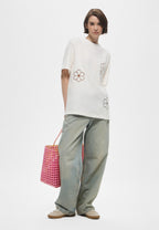 Cream T-Shirt With Floral Embroidery