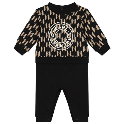 Karl Lagerfeld - Ромпери - Black & Beige Logo Romper - Love|Labels