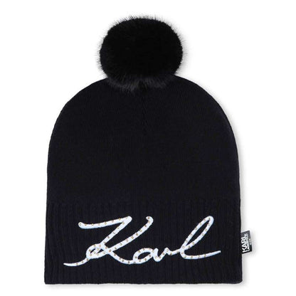 Karl Lagerfeld - Аксесоари - Шапки - Black Logo Pom - Pom Beanie - Love|Labels