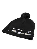 Karl Lagerfeld - Аксесоари - Шапки - Black Logo Pom - Pom Beanie - Love|Labels