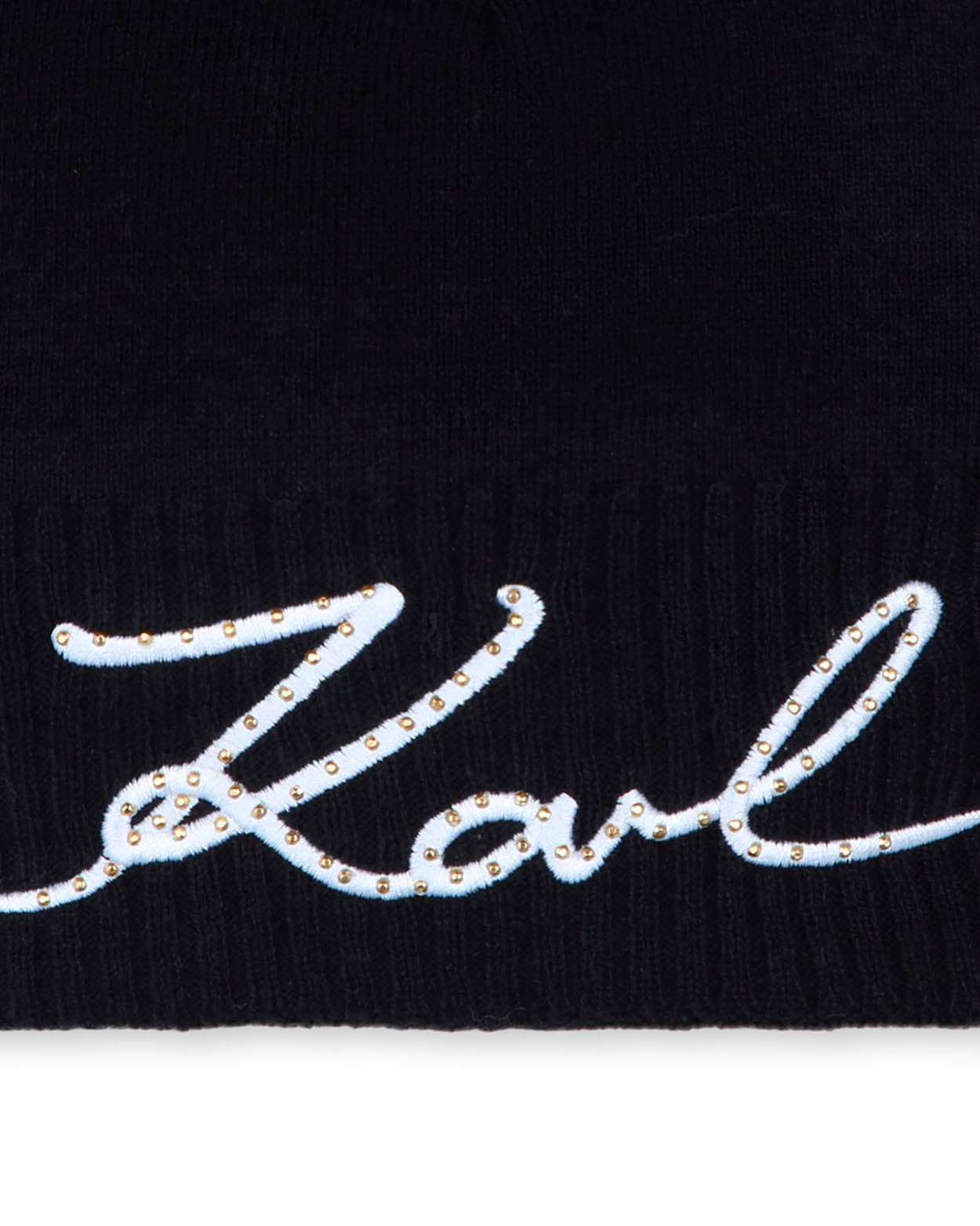Karl Lagerfeld - Аксесоари - Шапки - Black Logo Pom - Pom Beanie - Love|Labels