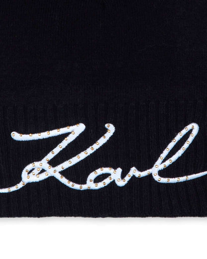 Karl Lagerfeld - Аксесоари - Шапки - Black Logo Pom - Pom Beanie - Love|Labels