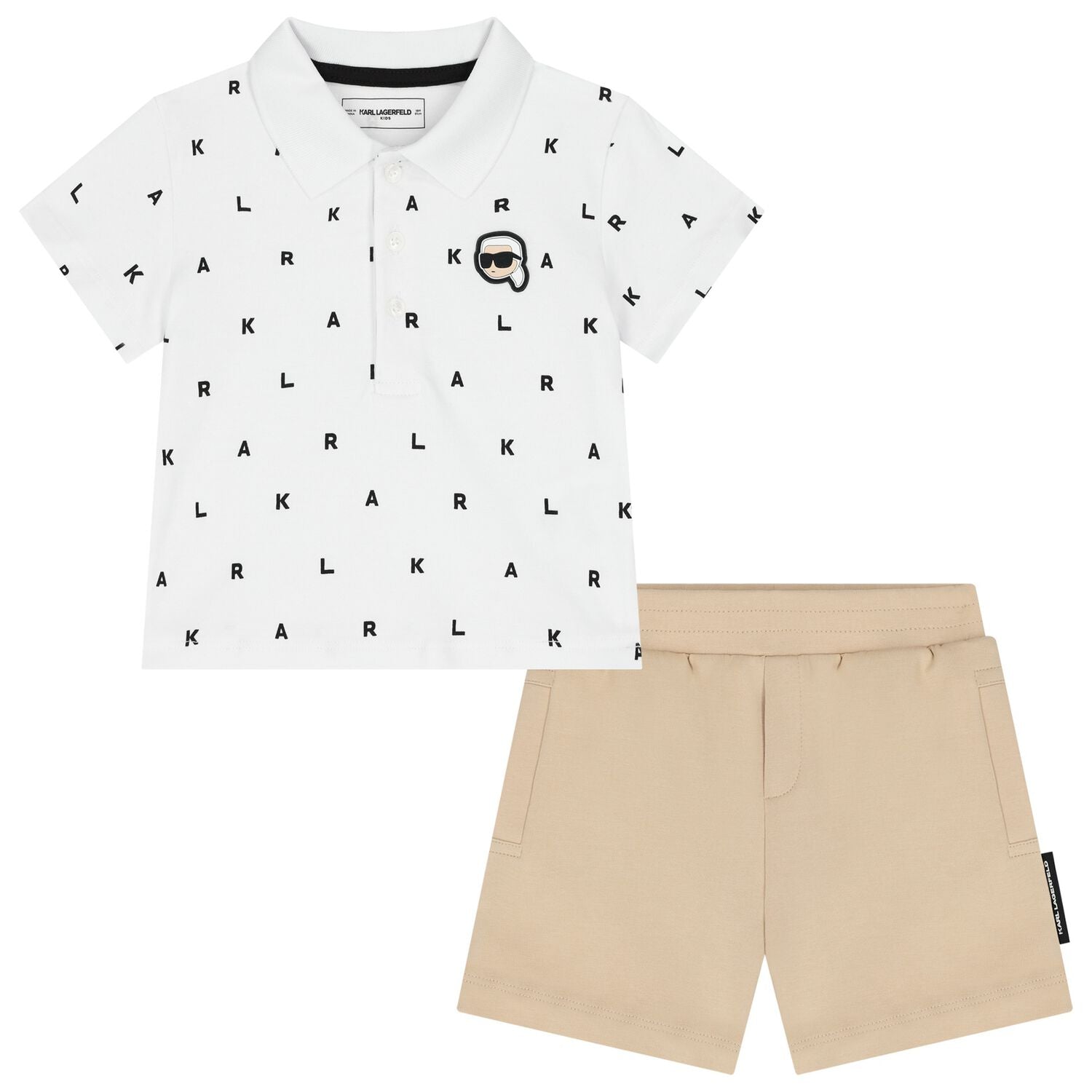 Karl Lagerfeld - Комплекти - Boys White & Beige Logo Shorts Set - Love|Labels