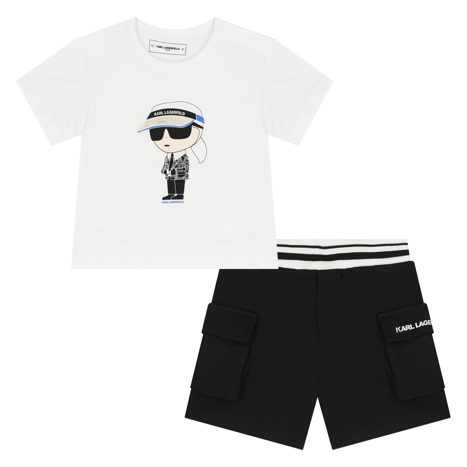 Karl Lagerfeld - Комплекти - Boys White & Black Ikonik Shorts Set - Love|Labels