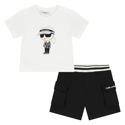 Karl Lagerfeld - Комплекти - Boys White & Black Ikonik Shorts Set - Love|Labels
