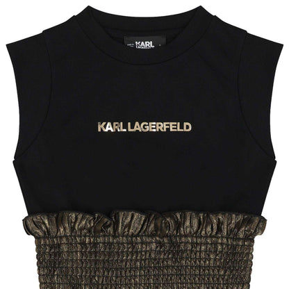 Karl Lagerfeld - Рокли - Girls Black & Gold Pleated Dress - Love|Labels