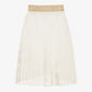White Pleated Logo Skirt