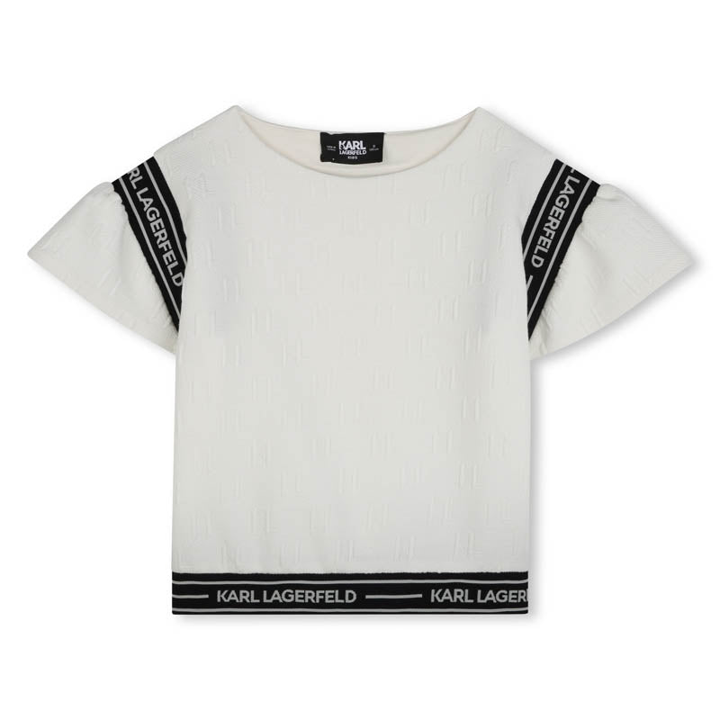 Karl Lagerfeld - Тениски - Puff Sleeve Ecru T-Shirt - Love|Labels