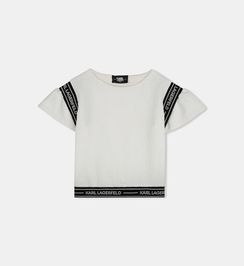 Karl Lagerfeld - Тениски - Puff Sleeve Ecru T-Shirt - Love|Labels