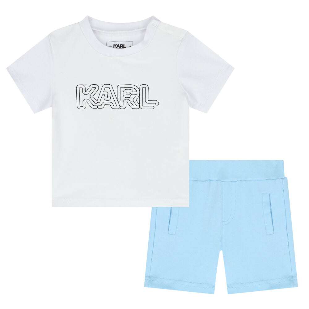 Karl Lagerfeld - Комплекти - While/Blue Logo Baby Set - Love|Labels