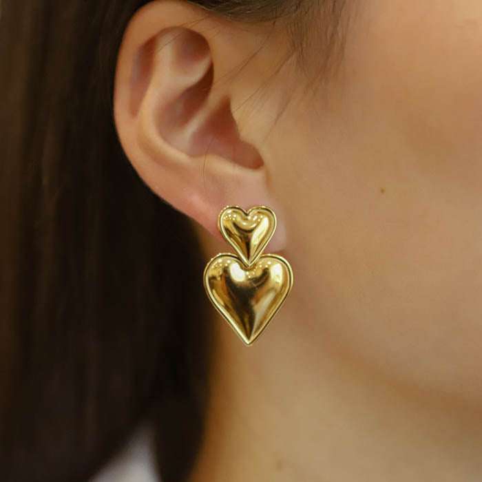Les Cleias Paris - Бижута - Обеци - Erica Double Heart Earrings - Love|Labels