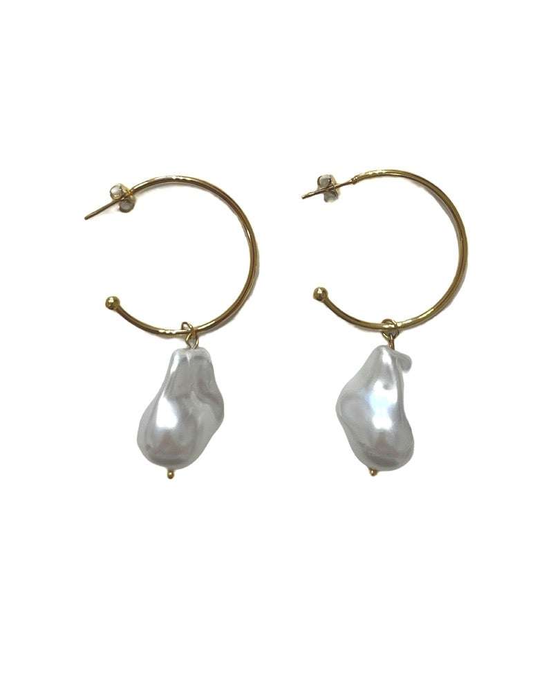 Les Cleias Paris - Бижута - Обеци - Hoop Pearl Earrings - Love|Labels