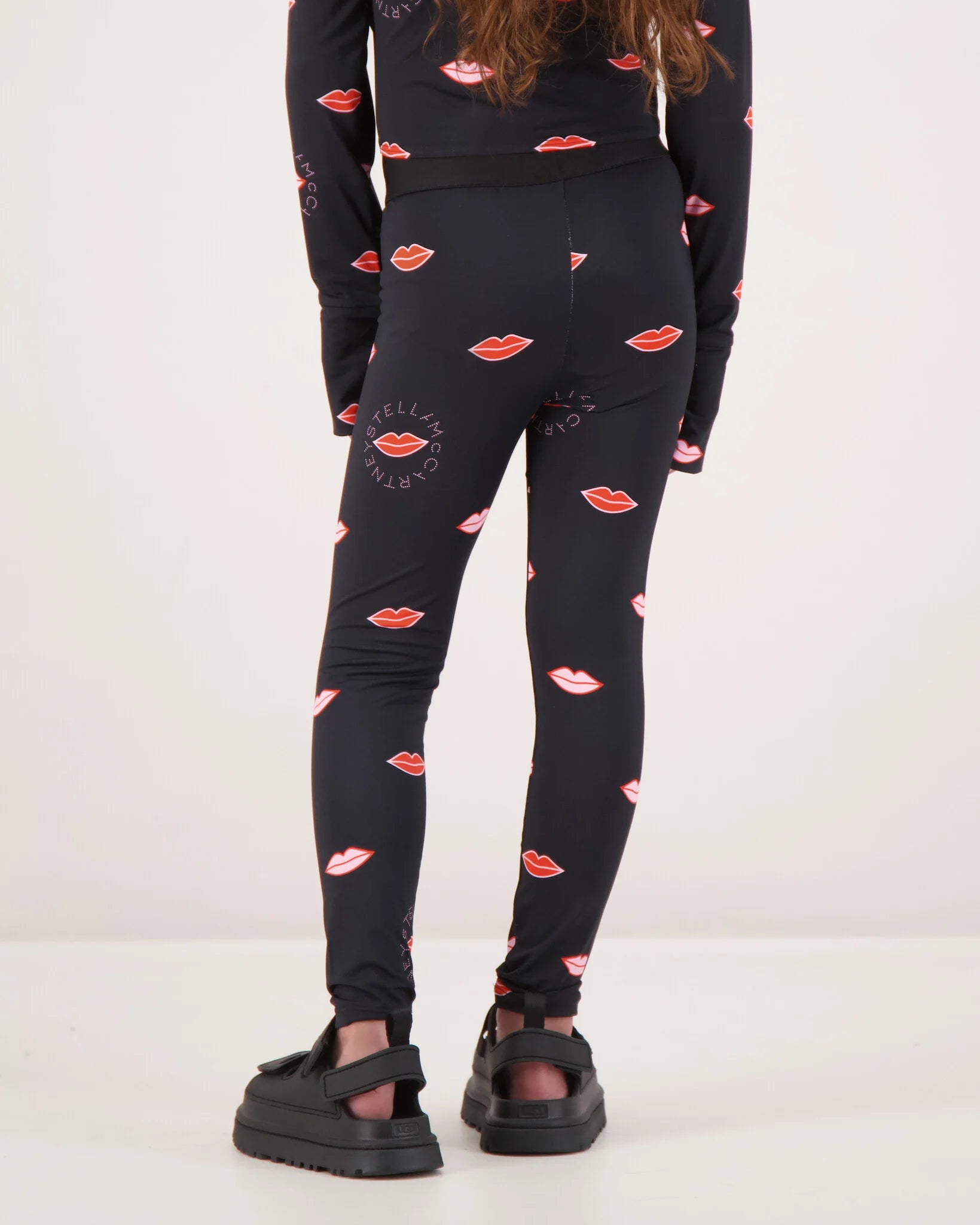 Girls Black Lips Leggings