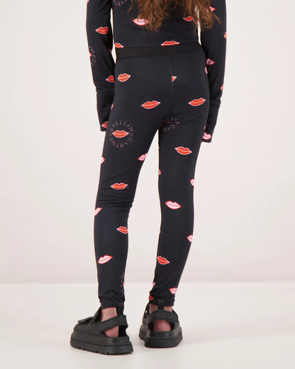 Girls Black Lips Leggings