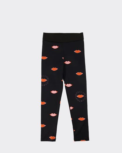 Girls Black Lips Leggings