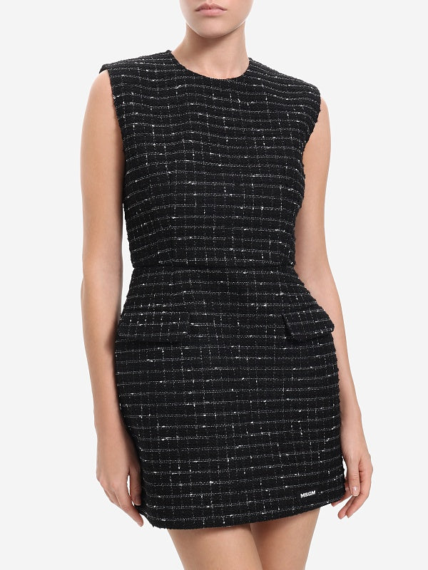 Black Mini Dress In Doubled Tweed