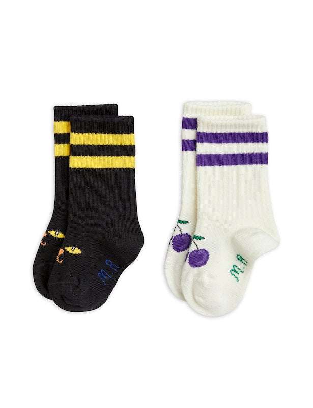 Mini Rodini - Аксесоари - Други - 2 Pack Plums Baby Socks - Love|Labels