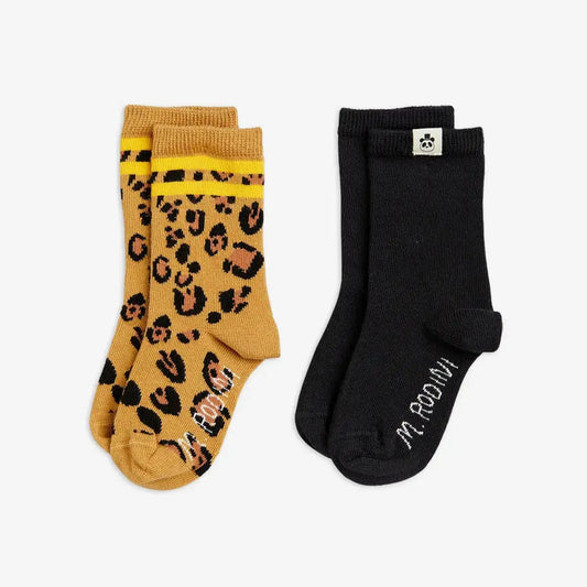 Mini Rodini - Аксесоари - Други - Leopard 2 pack Socks - Love|Labels