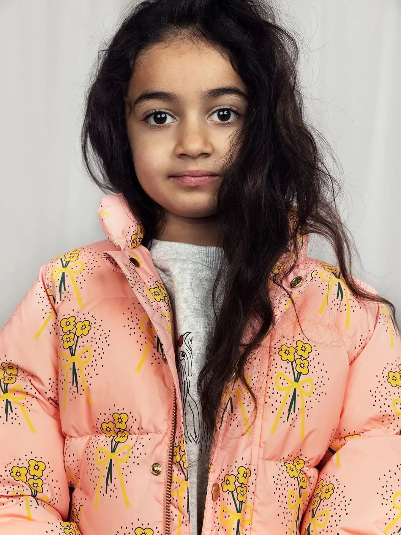 Pink Flowers Puffer Jacket