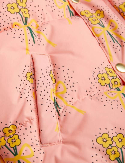 Pink Flowers Puffer Jacket