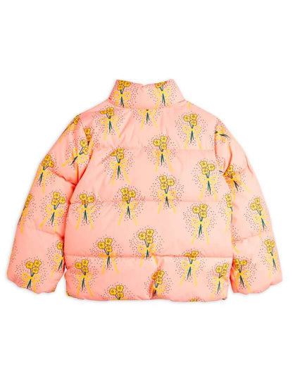 Pink Flowers Puffer Jacket
