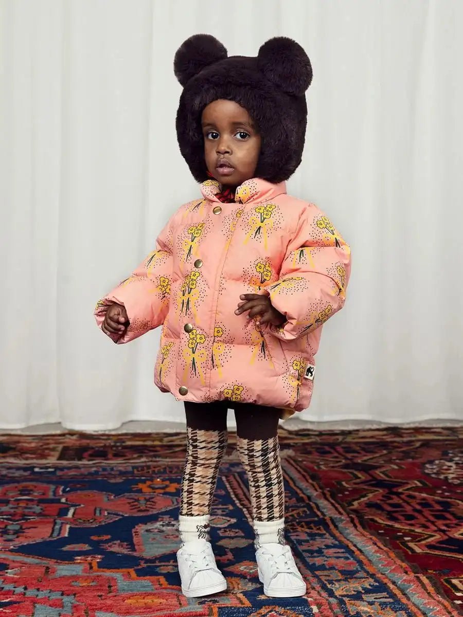 Pink Flowers Puffer Jacket