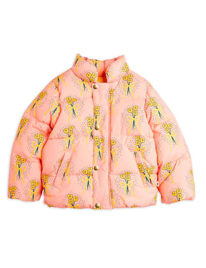 Pink Flowers Puffer Jacket