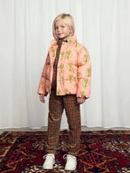 Pink Flowers Puffer Jacket
