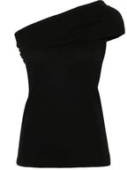 MSGM - Потници - Black One Shoulder Top - Love|Labels