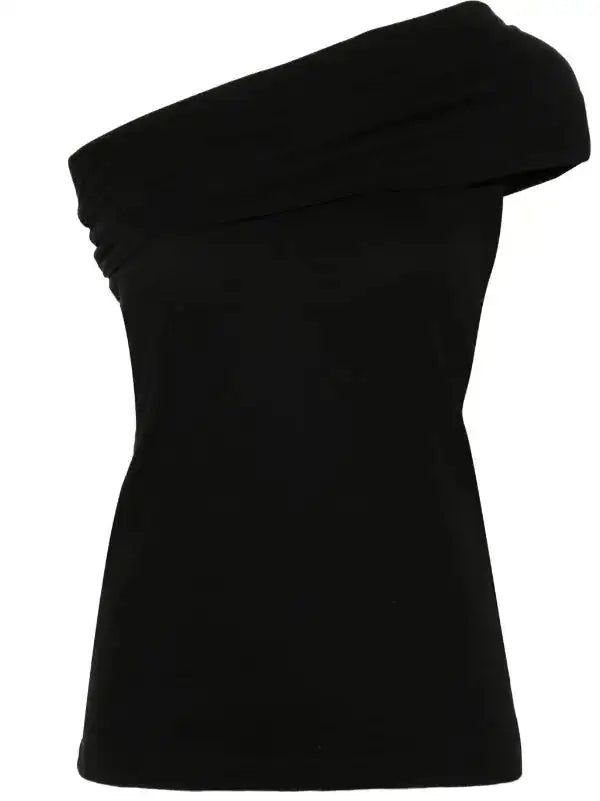 MSGM - Потници - Black One Shoulder Top - Love|Labels