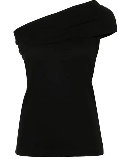 MSGM - Потници - Black One Shoulder Top - Love|Labels
