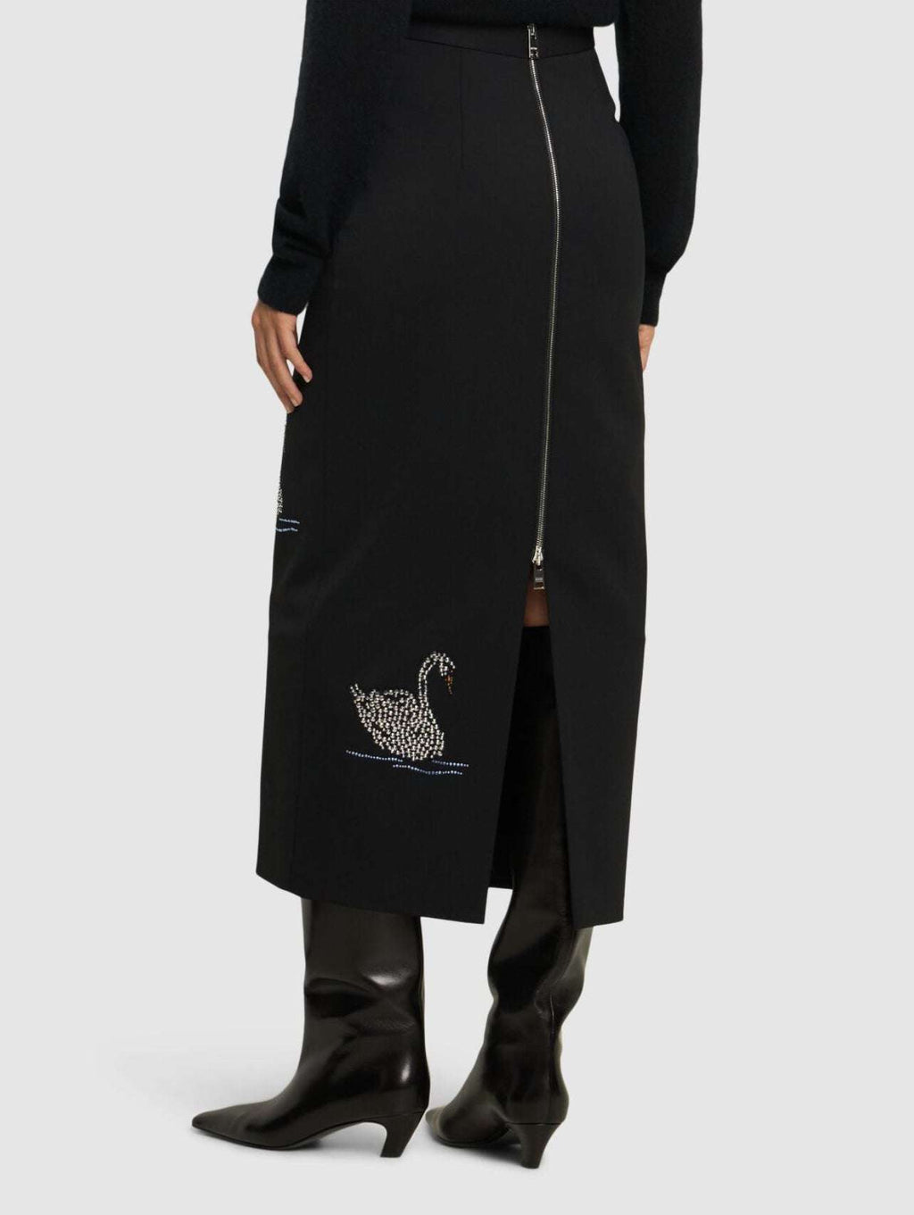 MSGM - Поли - Black Swans Skirt - Love|Labels