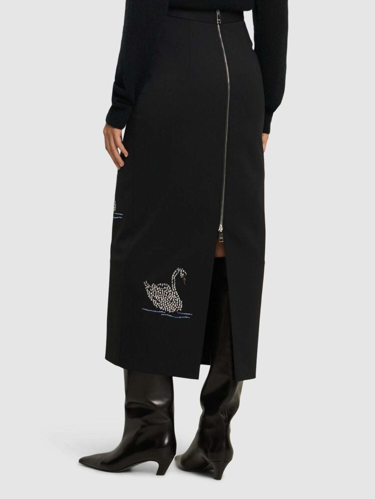 MSGM - Поли - Black Swans Skirt - Love|Labels