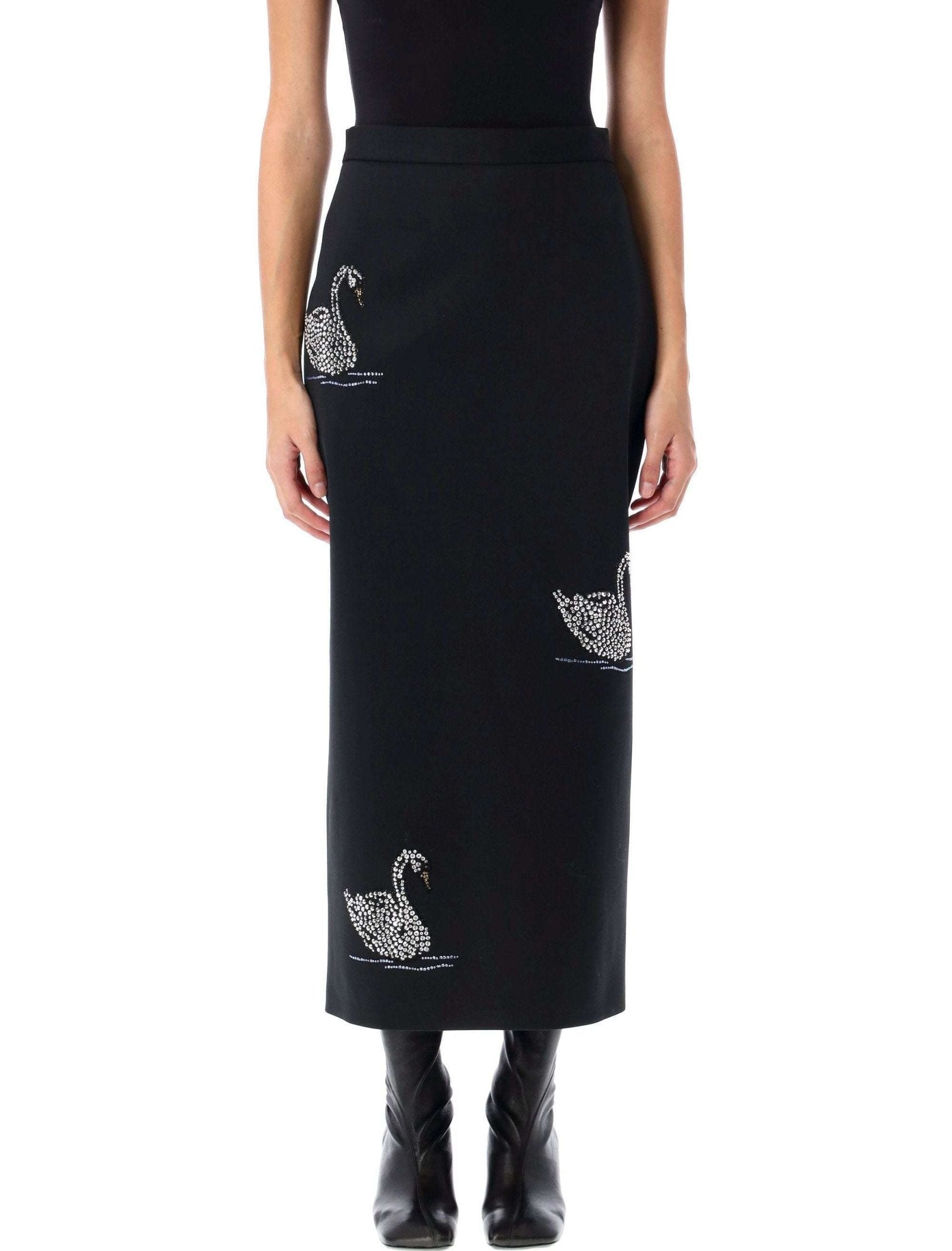 MSGM - Поли - Black Swans Skirt - Love|Labels