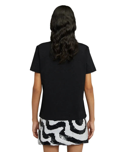 MSGM - Тениски - Black T-shirt Strass Logo - Love|Labels
