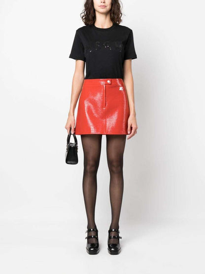 MSGM - Тениски - Black T-shirt Strass Logo - Love|Labels