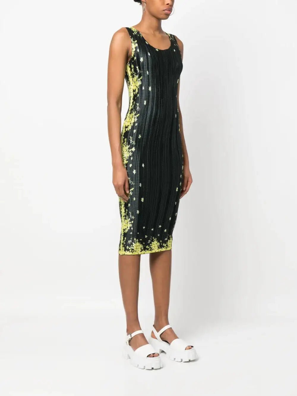 MSGM - Рокли - Floral Print Waffle Effect Dress - Love|Labels