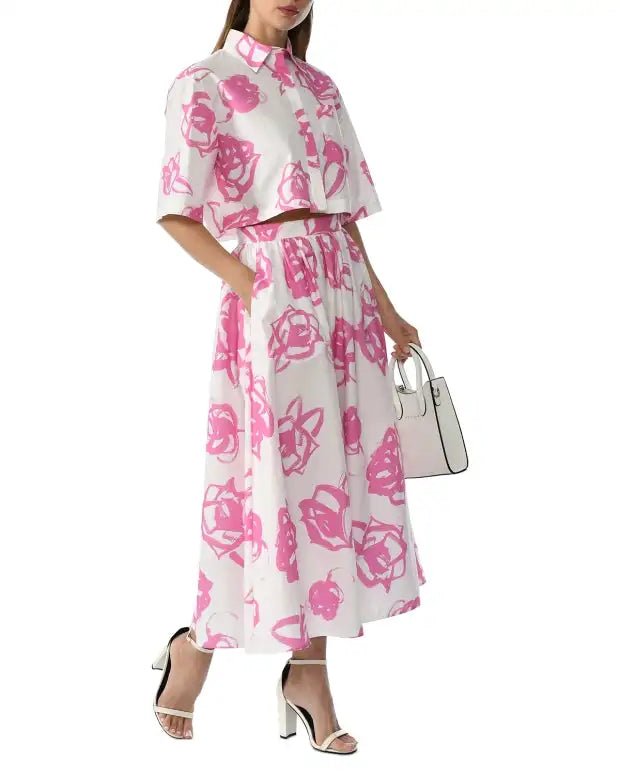 MSGM - Поли - Graphic Roses Midi Skirt - Love|Labels