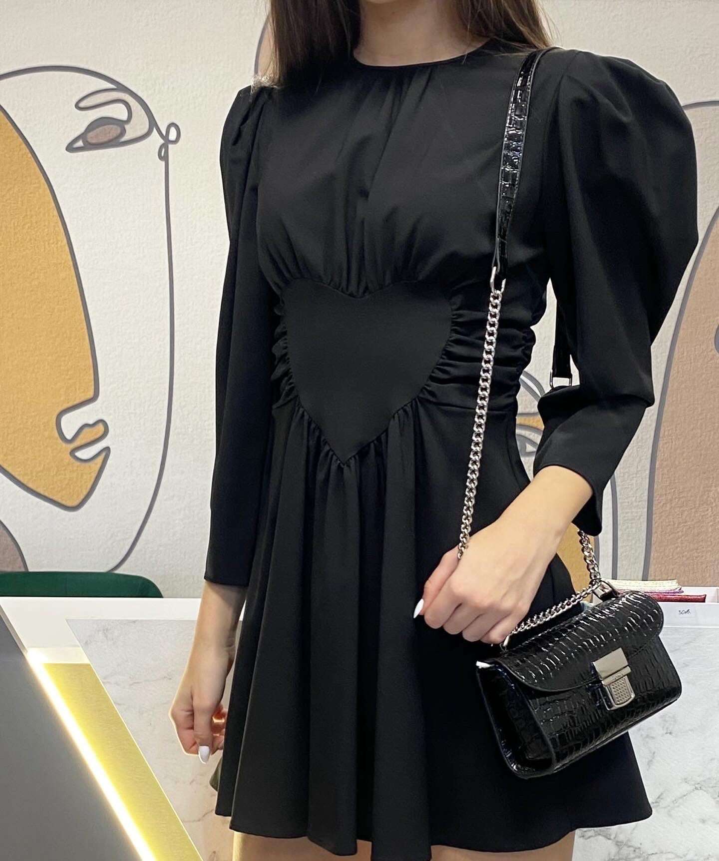 MSGM - Рокли - Heart Panel Black Dress - Love|Labels