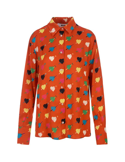 MSGM - Ризи - Heart - Print Shirt - Love|Labels