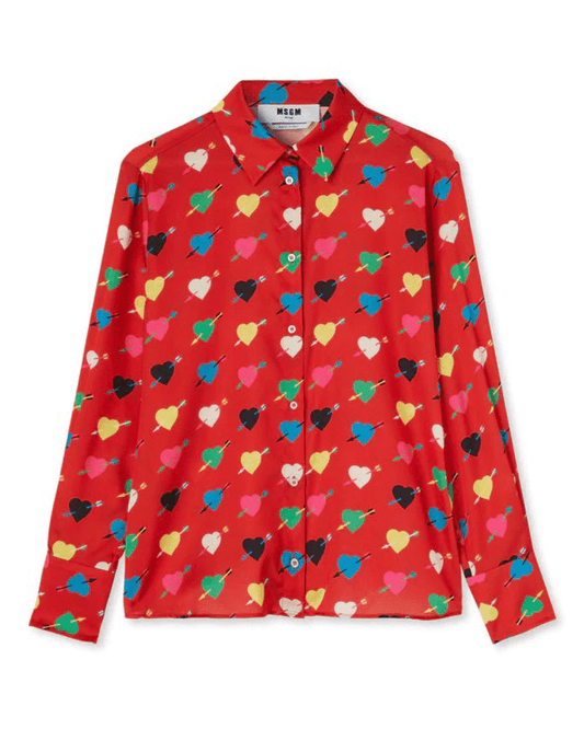 MSGM - Ризи - Heart - Print Shirt - Love|Labels