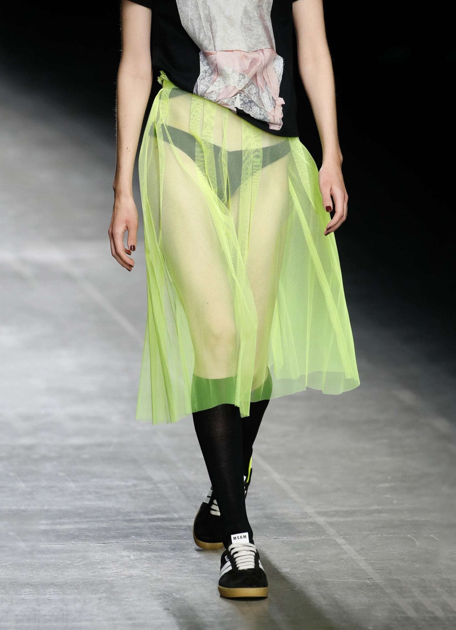 MSGM - Поли - Neon Transperant Tulle Skirt - Love|Labels
