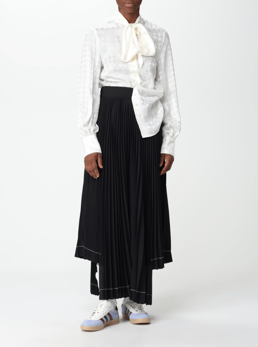 MSGM - Поли - Pleated Asymmetric Long Skirt - Love|Labels