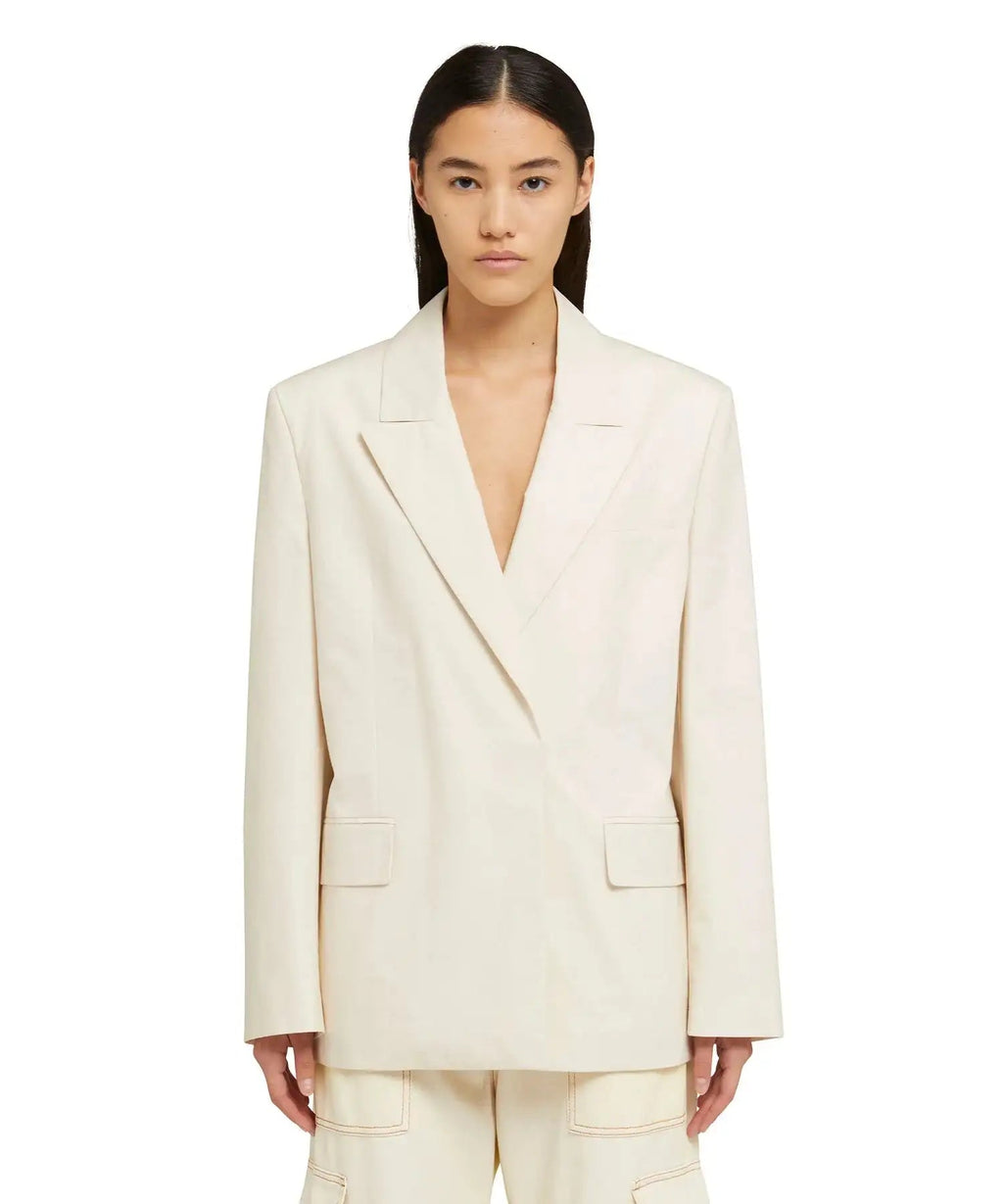 MSGM - Сака - Poplin Cotton Single - Breasted Jacket - Love|Labels