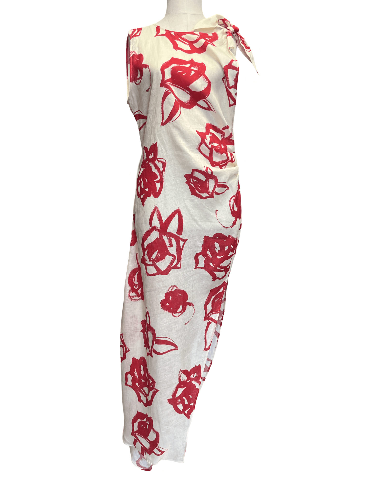 MSGM - Red Roses Linen Dress - Love|Labels