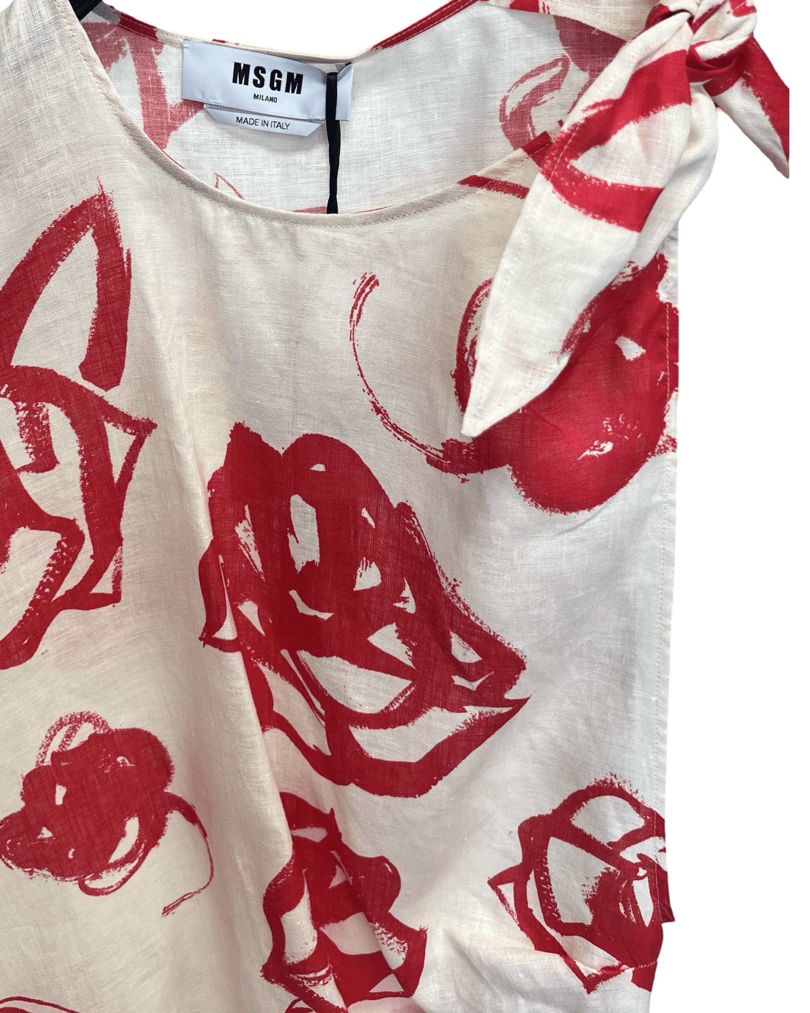 MSGM - Red Roses Linen Dress - Love|Labels