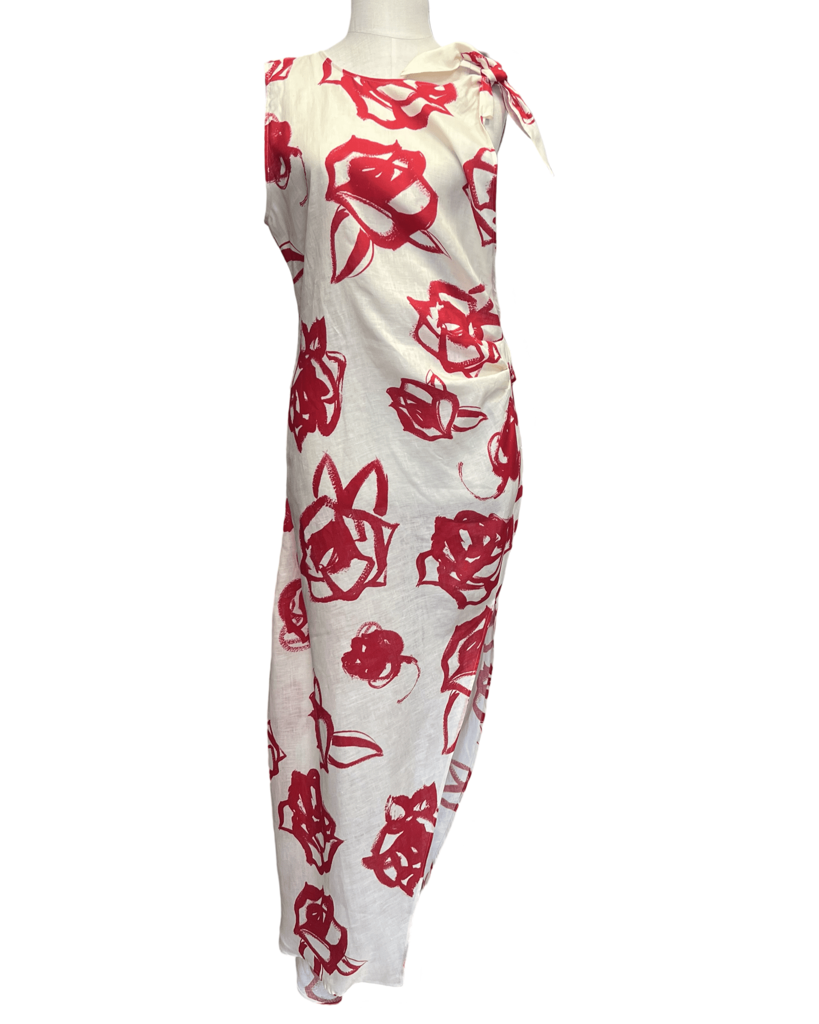 MSGM - Red Roses Linen Dress - Love|Labels