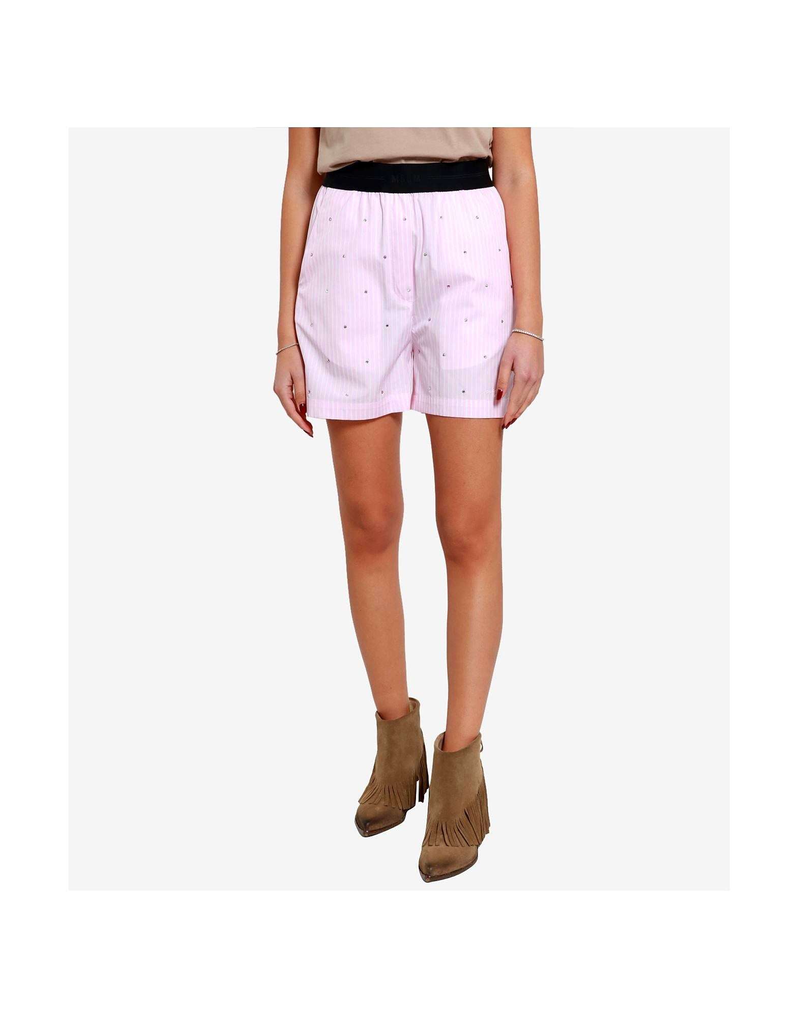 MSGM - Шорти - Rhinestone - Embellished Striped Shorts - Love|Labels