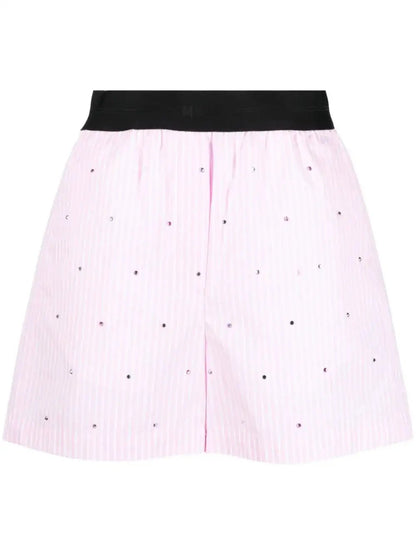 MSGM - Шорти - Rhinestone - Embellished Striped Shorts - Love|Labels